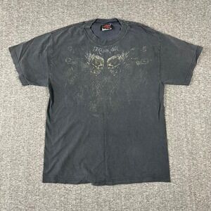 Vintage 2008 Miami Ink T-Shirt Men Large Black Double Skull Graphic Skate Grunge